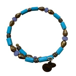 Alex and Ani Wrap‎ Bracelet Turquoise Lavender Gold Beaded Boho Stackable